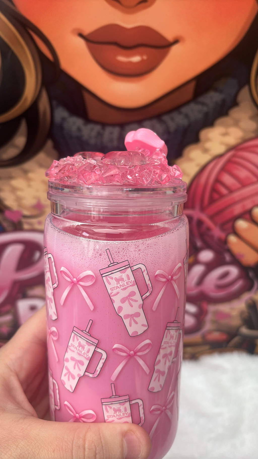 Girly Bow Stanley Inspired 16 oz Tumbler 💗 *DISCOUNTED*