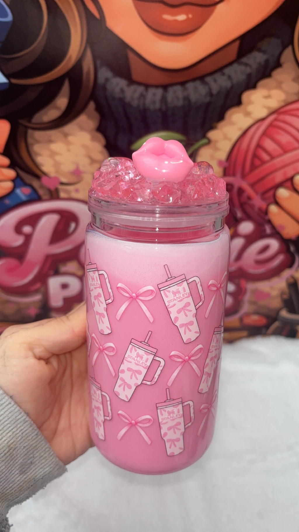Girly Bow Stanley Inspired 16 oz Tumbler 💗 *DISCOUNTED*