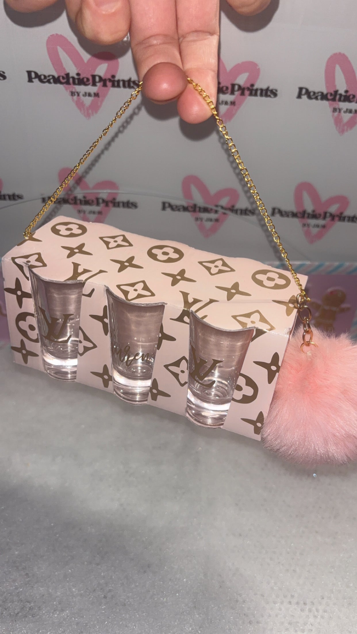 Custom LV-Inspired Shot Glass Handbag Set (6-Piece)