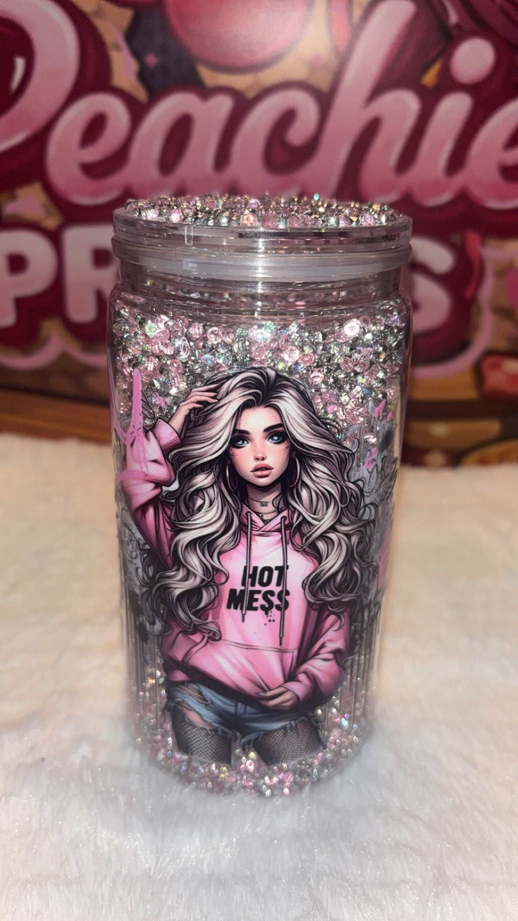 ‘Hot Mess - Embrace The Chaos’ 16oz scatter diamond tumbler