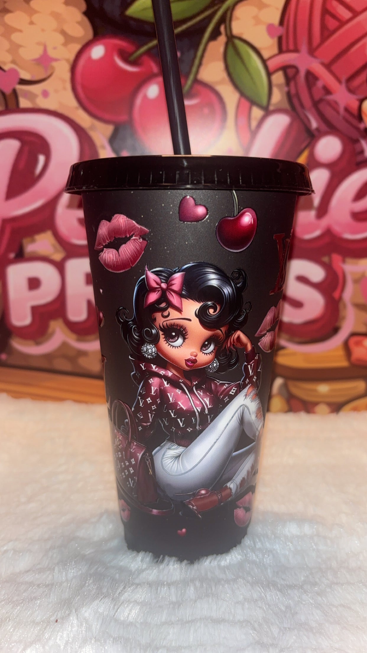Betty Boop LV Cherry 24oz Cold Cup