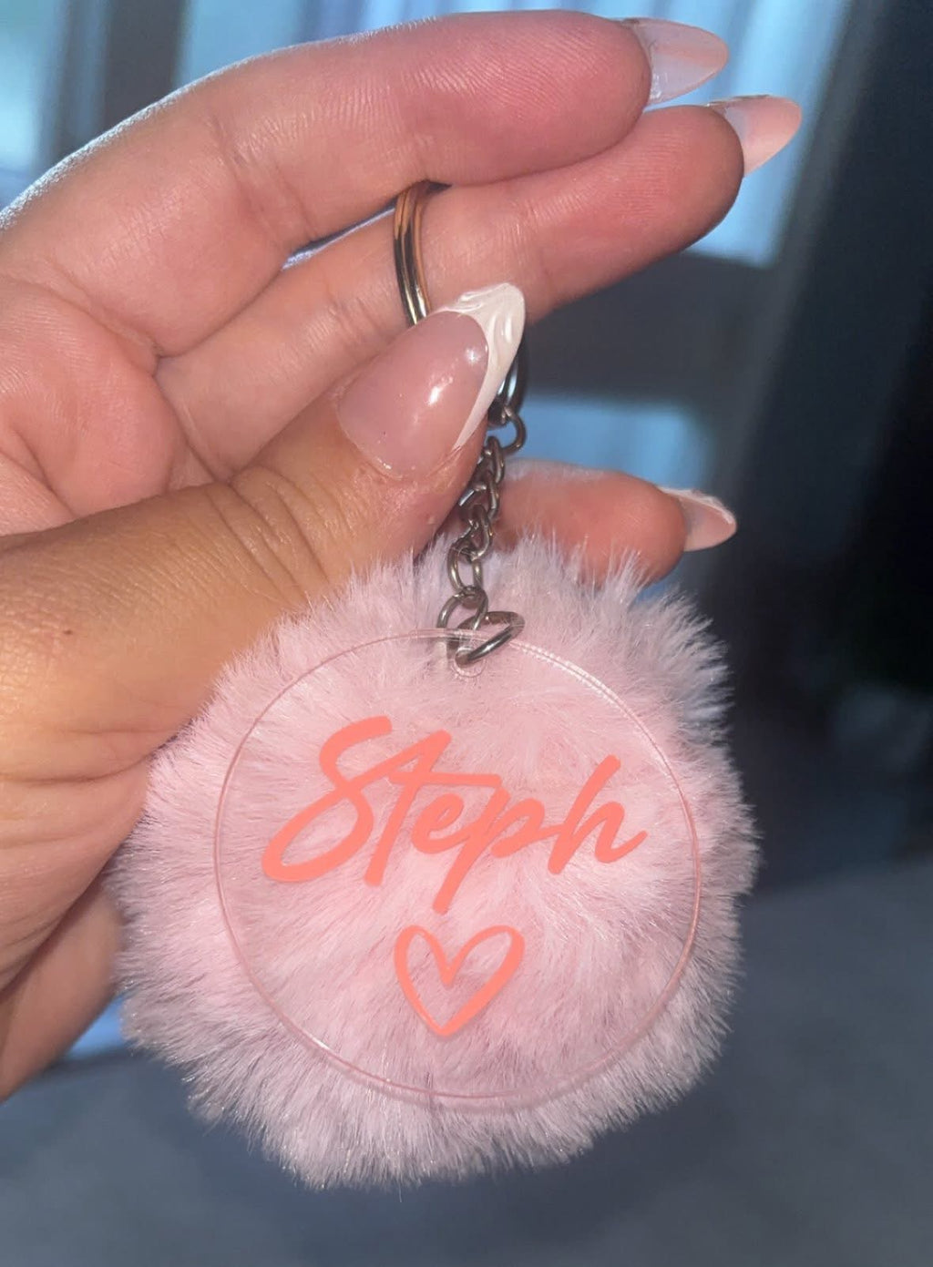 Personalised Pom Pom Keyring