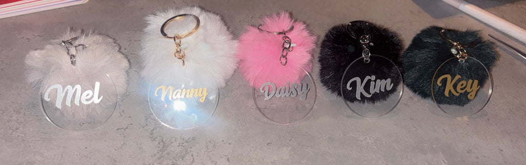 Personalised Pom Pom Keyring
