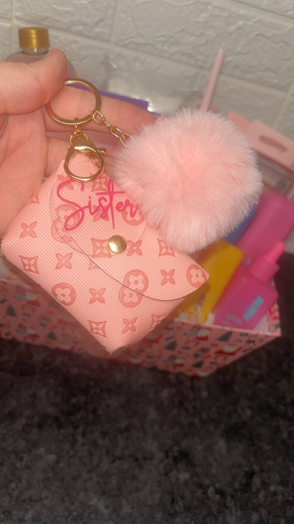 Personalised Pom Pom Keyring
