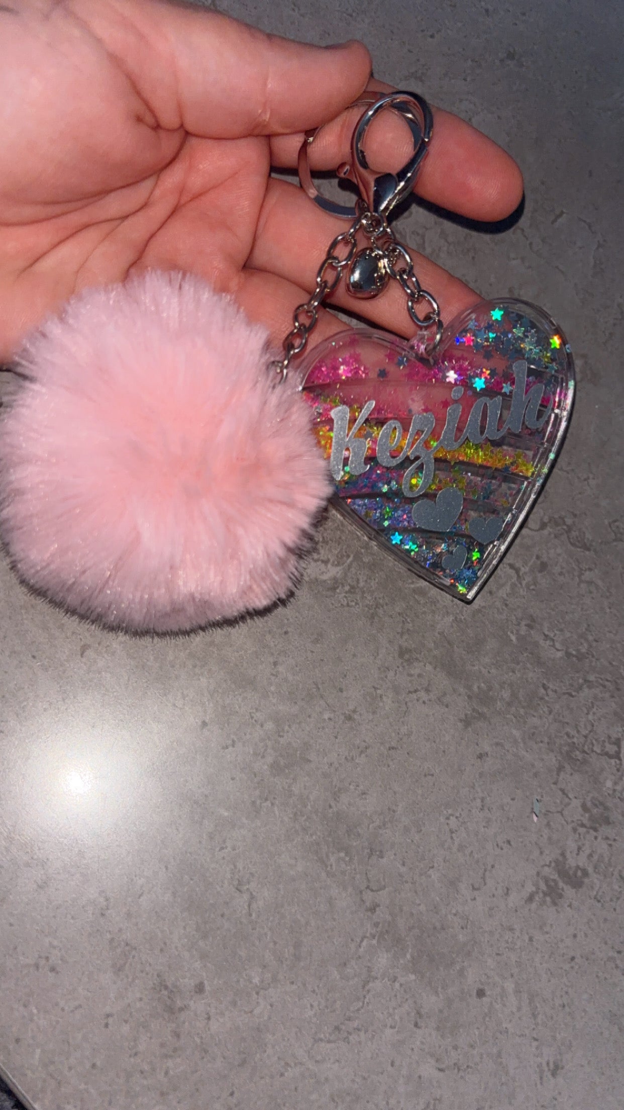 Personalised Pom Pom Keyring