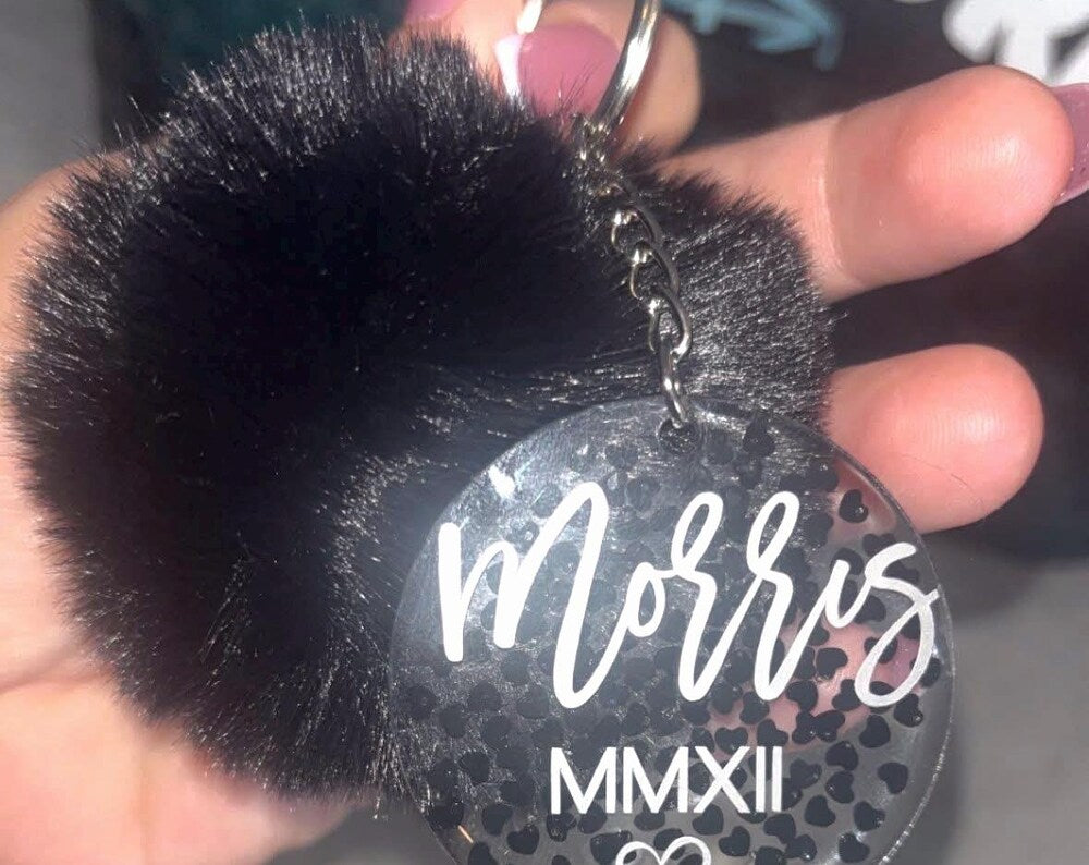 Personalised Pom Pom Keyring