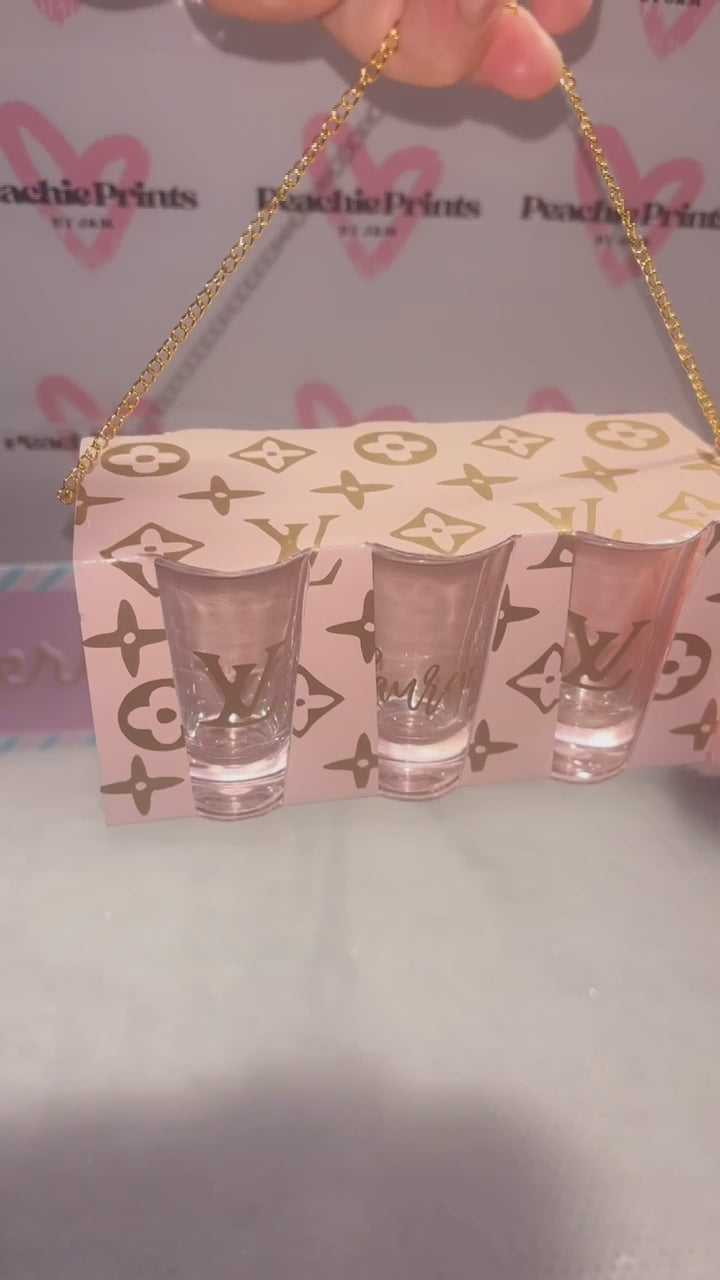 Custom LV-Inspired Shot Glass Handbag Set (6-Piece)