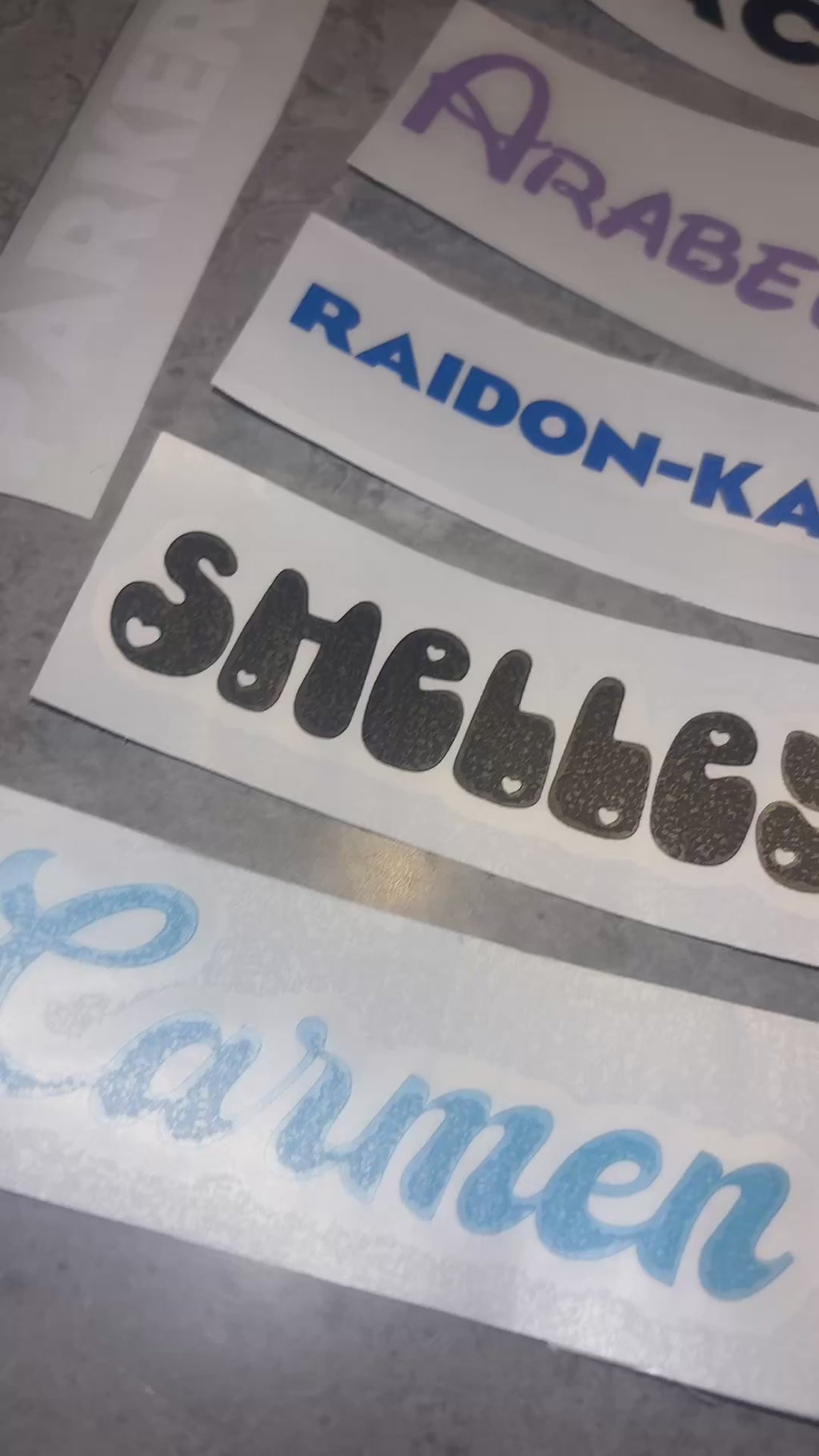 Permanent Vinyl Personalised Names