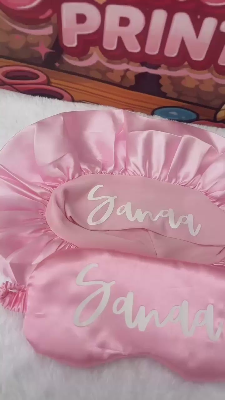 Personalised Hair Bonnet and Sleeping Mask
