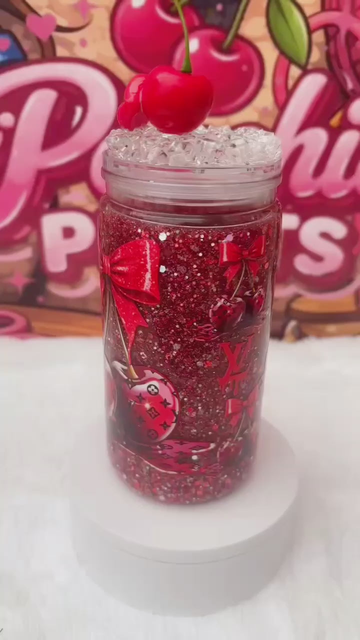 Cherry Inspired 16oz Snowglobe Tumbler