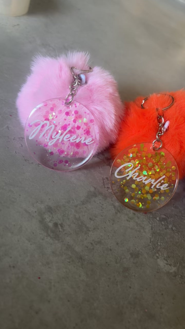Personalised Pom Pom Keyring